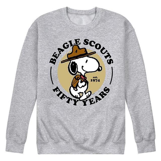 Mens Peanuts Beagle Scout Scout Fleece Sweatshirt Grey Gray Product Image