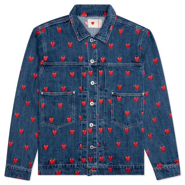 Logo Pattern Denim Jacket - Washed Blue Male Product Image