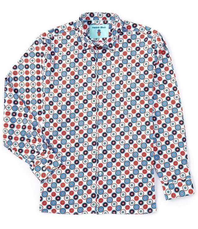 Visconti Stretch Petal Circle Print Long Sleeve Woven Shirt Product Image