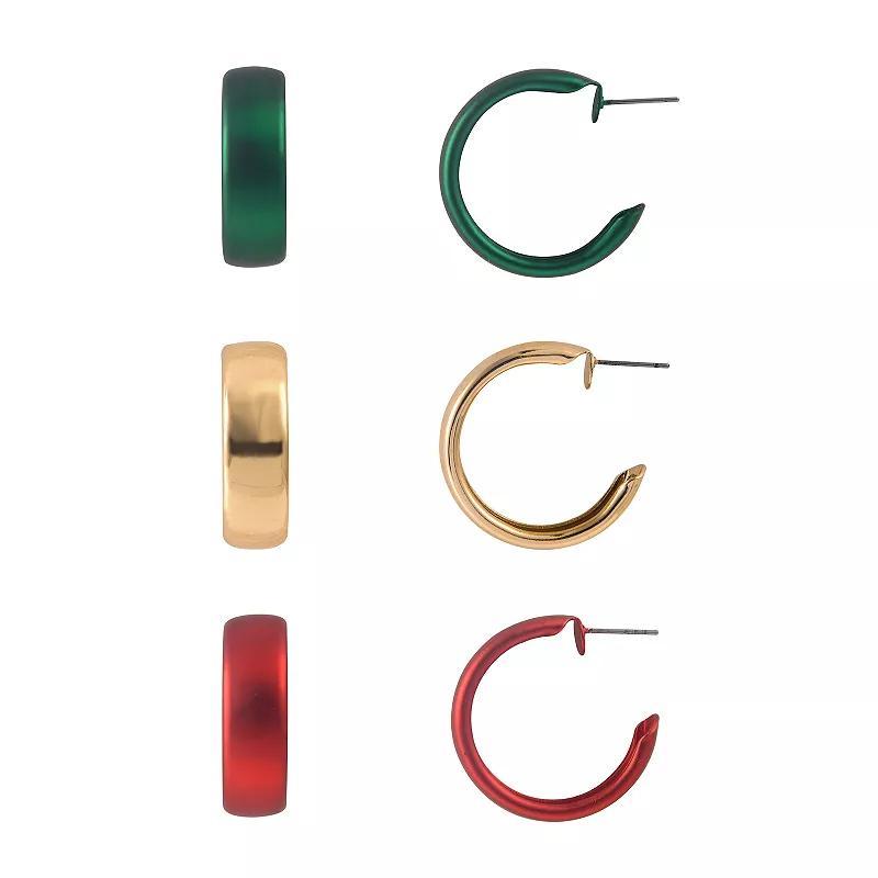 Celebrate Together Red, Green and Gold Tone Hoop Earrings Set, Womens, Multi Product Image