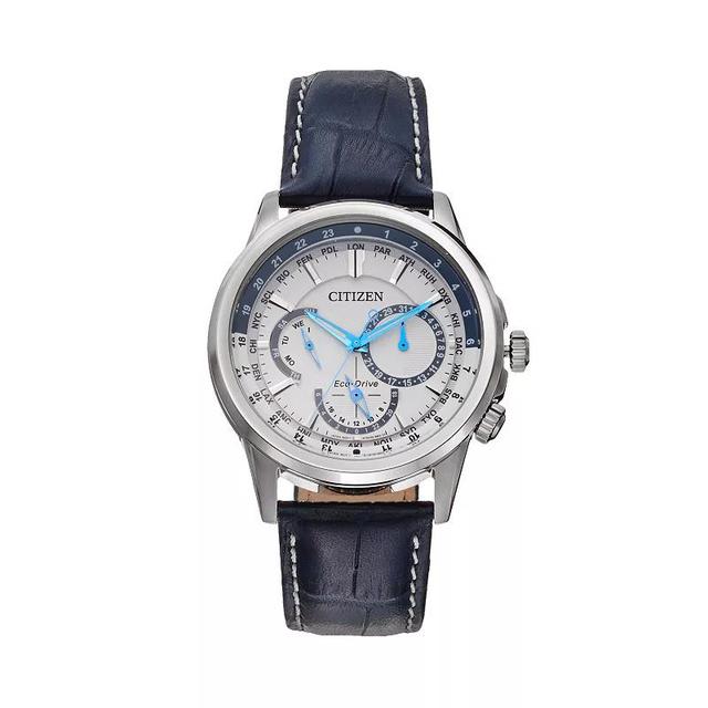 Citizen Eco-Drive Mens Calendrier Leather World Time Watch - BU2020-02A, Blue Product Image