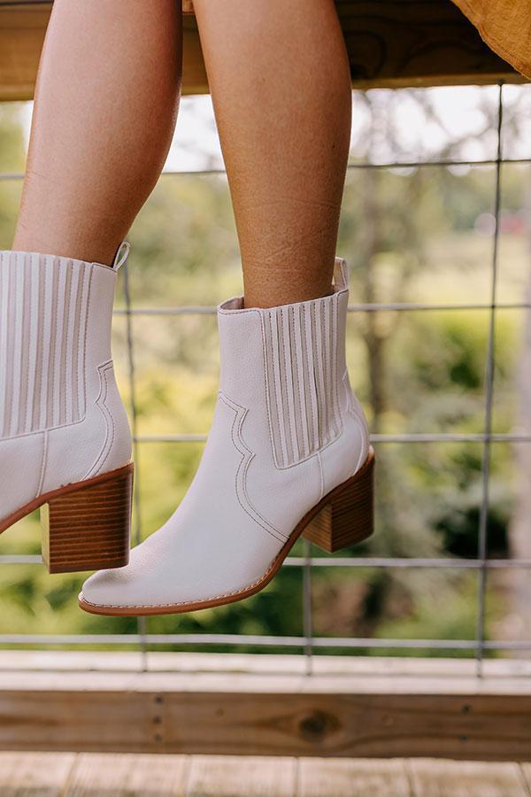 The Oaklynn Faux Leather Boot in Ivory Product Image