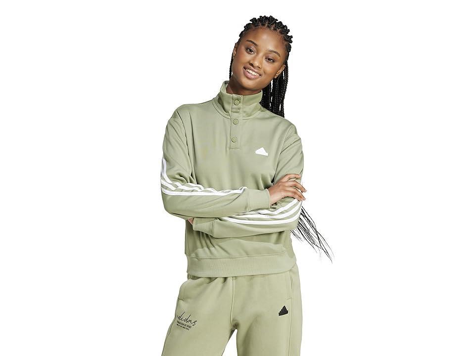 adidas Iconic Wrapping 3-Stripes Snap Track Jacket (Tent /White) Women's Jacket Product Image