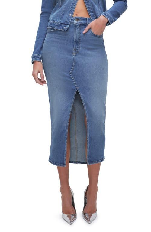 Good American Slit Front Denim Midi Skirt Product Image