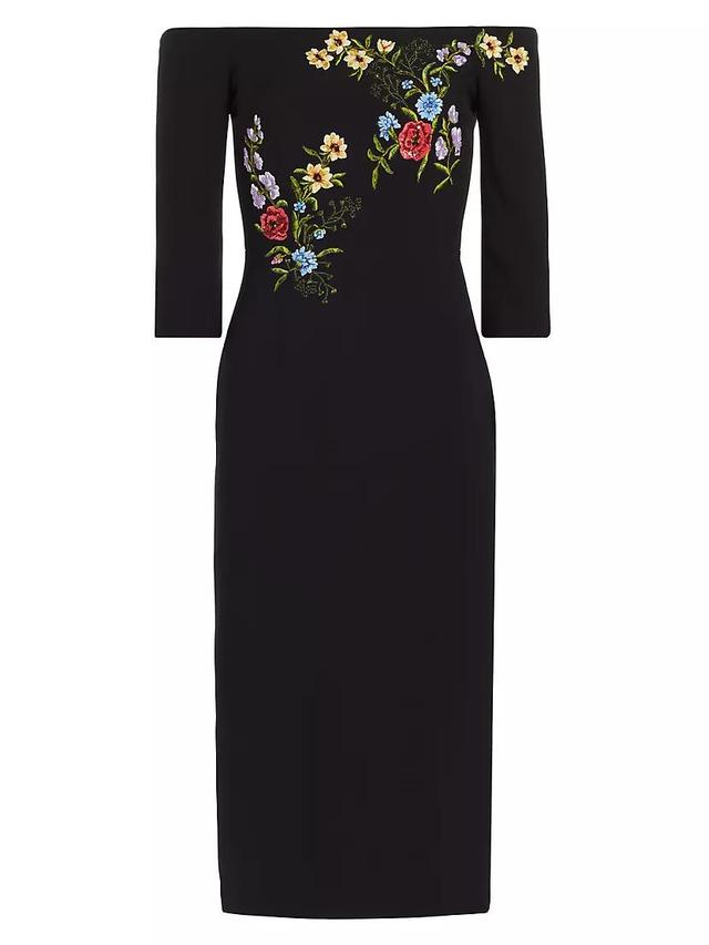 Fatima Beaded Crepe Midi-Dress Product Image