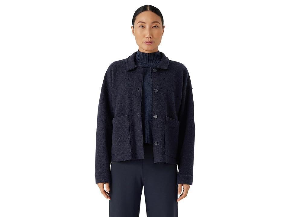 Eileen Fisher Boxy Spread Collar Boiled Wool Jacket Product Image