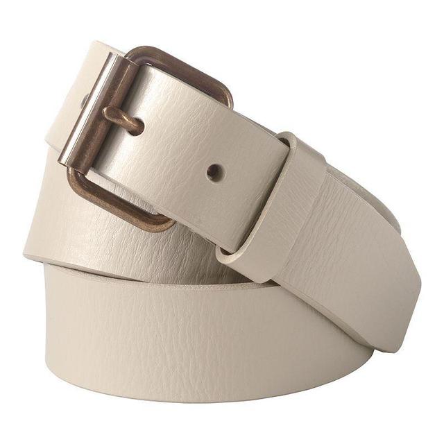 Mens Lands End Casual Leather Belt Beig/Green Product Image