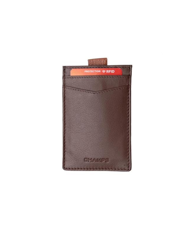 Champs Mens Smart Tap Leather Rfid Card Holder in Gift Box - Brown Product Image