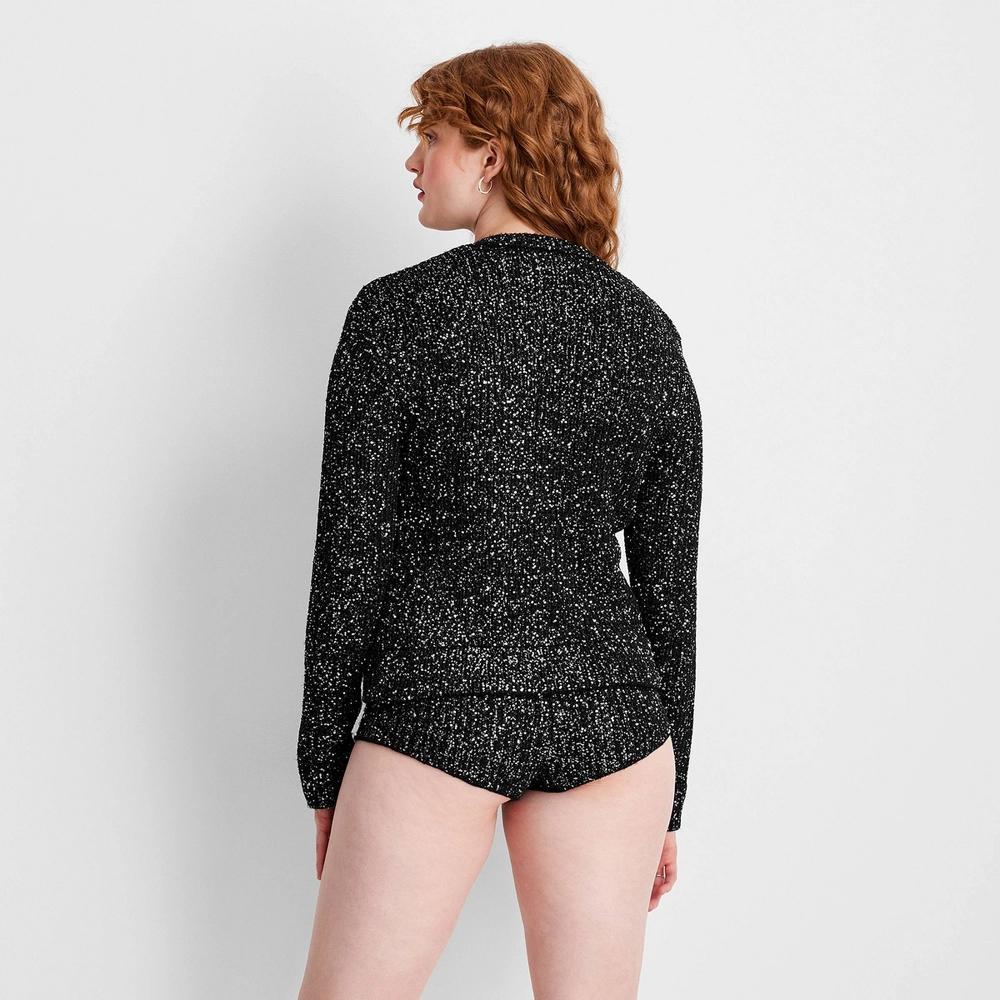 Women's Holiday Sequin Cardigan - Future Collective Black M Product Image