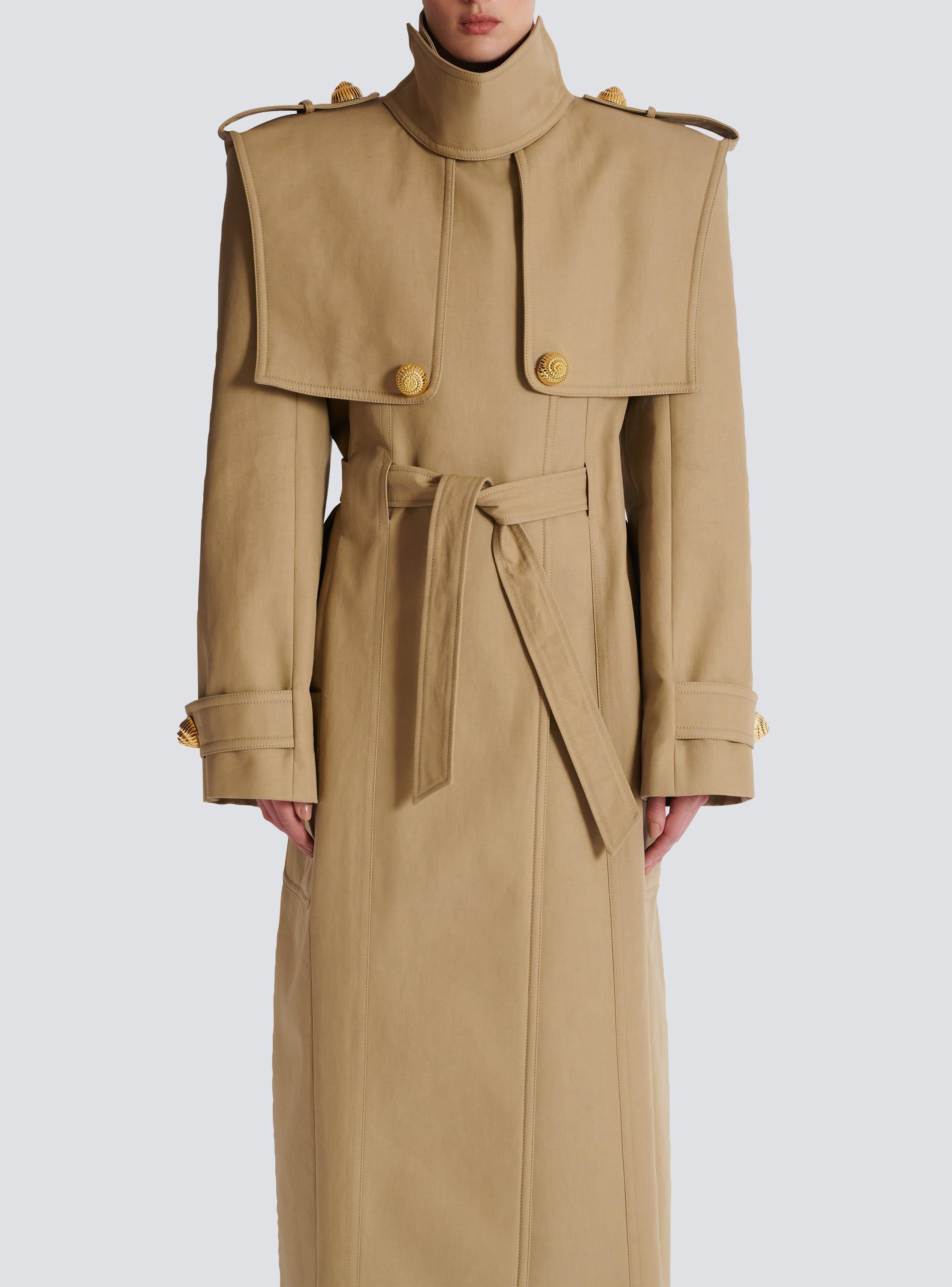 Belted trench coat in water-repellent cotton Product Image