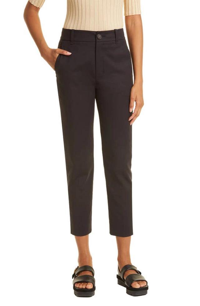 VINCE Cotton Blend Cigarette Trousers In Black Product Image