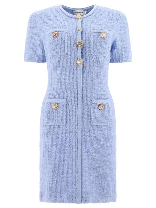 Knit Dress With Jewel Buttons In Light Blue Product Image