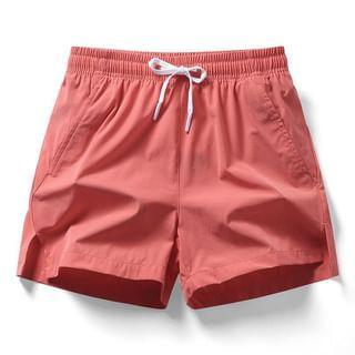 Drawstring Waist Plain Sweatshorts Product Image