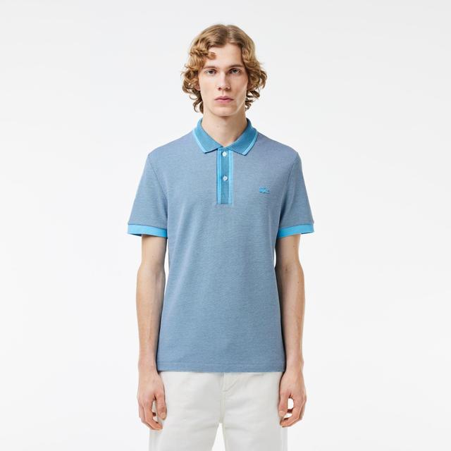 Men's Regular Fit Contrast Collar Texturized Piqué Polo Product Image