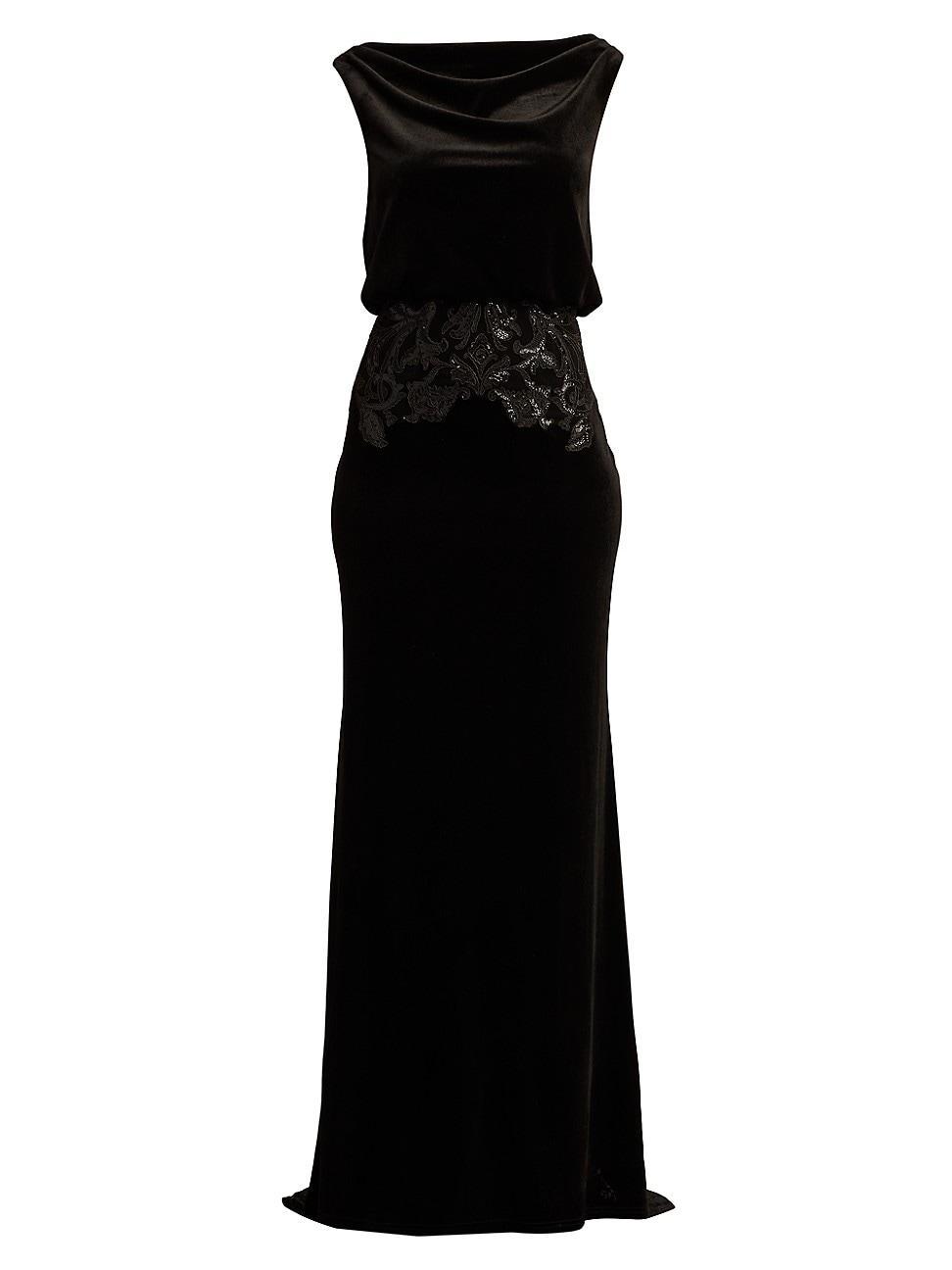 Womens Sequined Velvet Blouson Gown Product Image