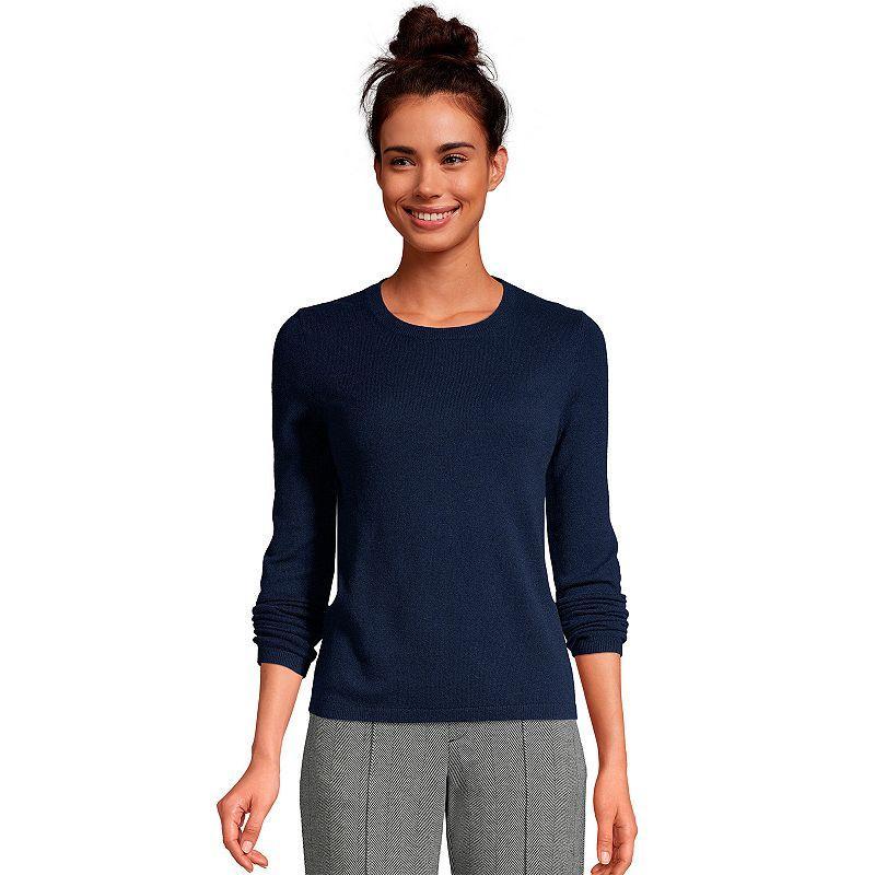 Petite Lands End Crewneck Cashmere Sweater, Womens Radiant Blue Product Image