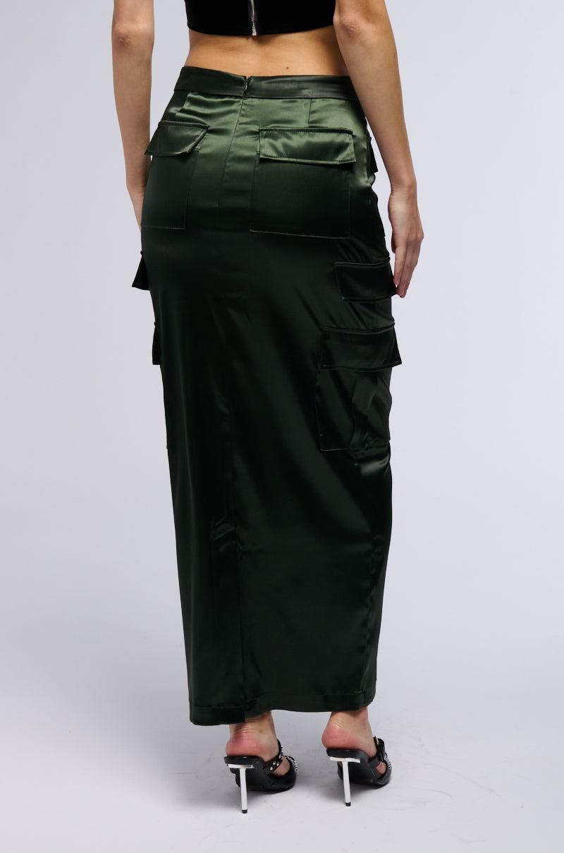 ALL IN SATIN CARGO POCKET MAXI SKIRT Product Image