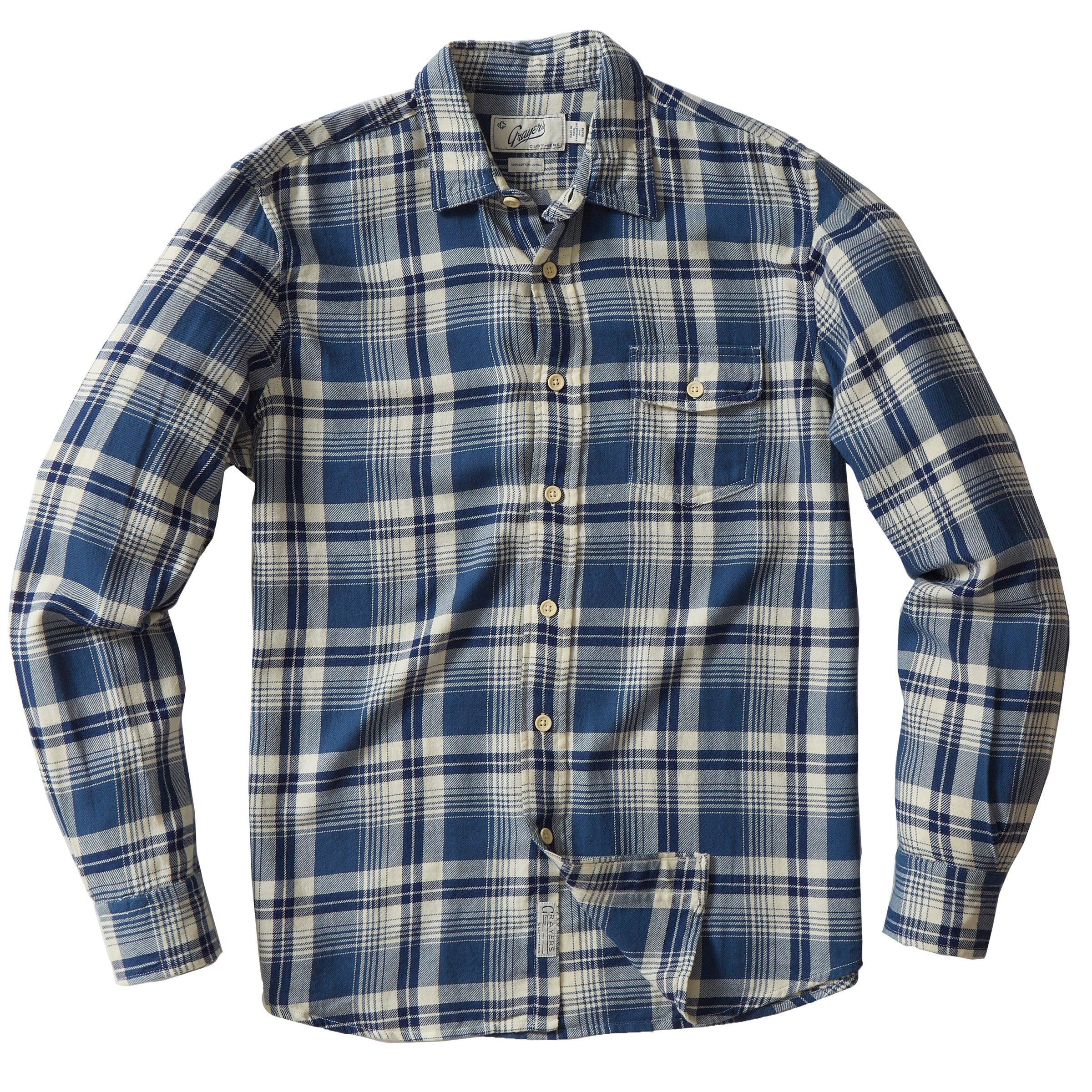 Rugged Twill Shirt - Navy Cream Plaid Product Image