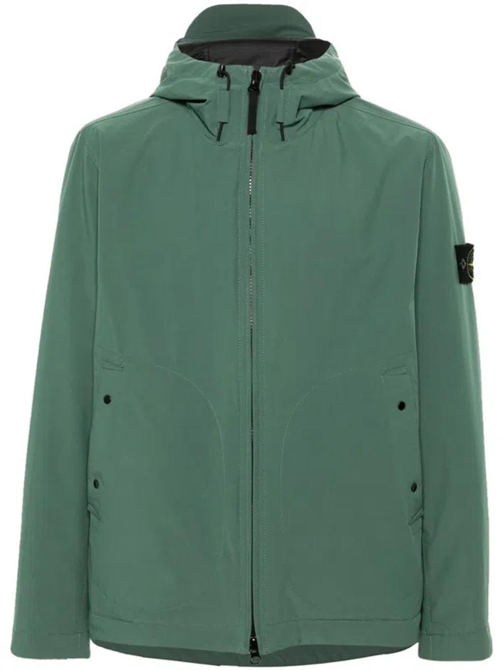 STONE ISLAND Compass-badge Hooded Jacket In Military Product Image