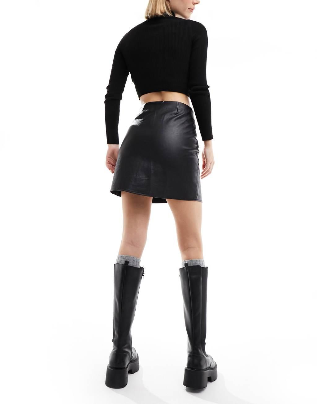 Miss Selfridge faux leather mini skirt Product Image