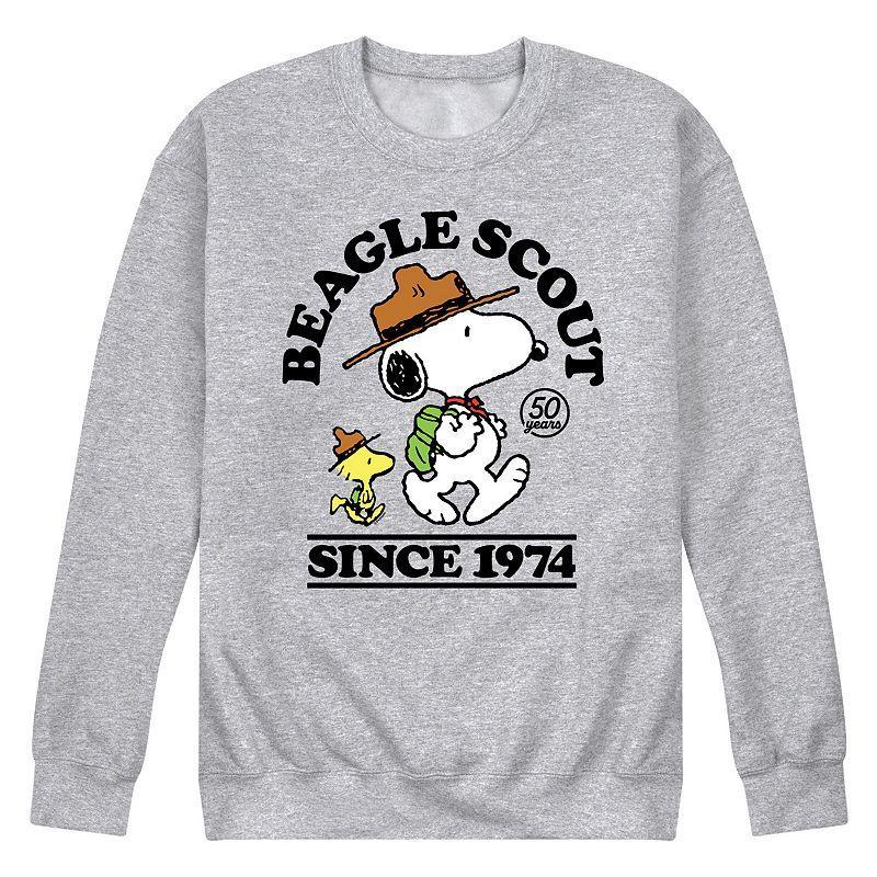 Mens Peanuts Beagle Scout Since 1974 Fleece Sweatshirt Grey Gray Product Image