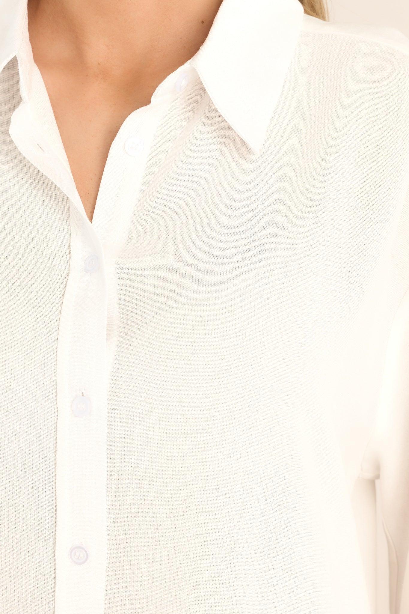 My Everything White Button Front Shirt Dress Product Image