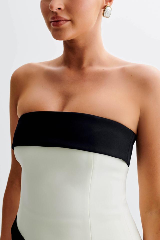 Micah Contrast Suiting Strapless Top - White Product Image