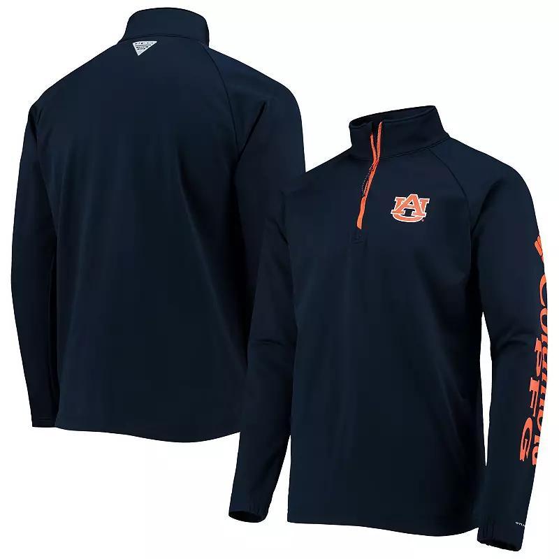 Mens Columbia Auburn Tigers Terminal Tackle Fleece Raglan Omni-Shade Quarter-Zip Jacket Blue Product Image