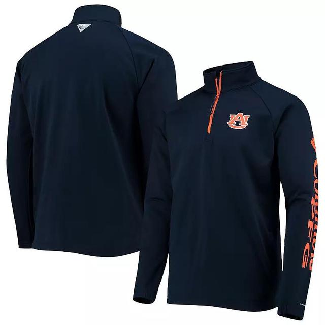 Mens Columbia Navy Auburn Tigers Terminal Tackle Fleece Raglan Omni-Shade Quarter-Zip Jacket Product Image