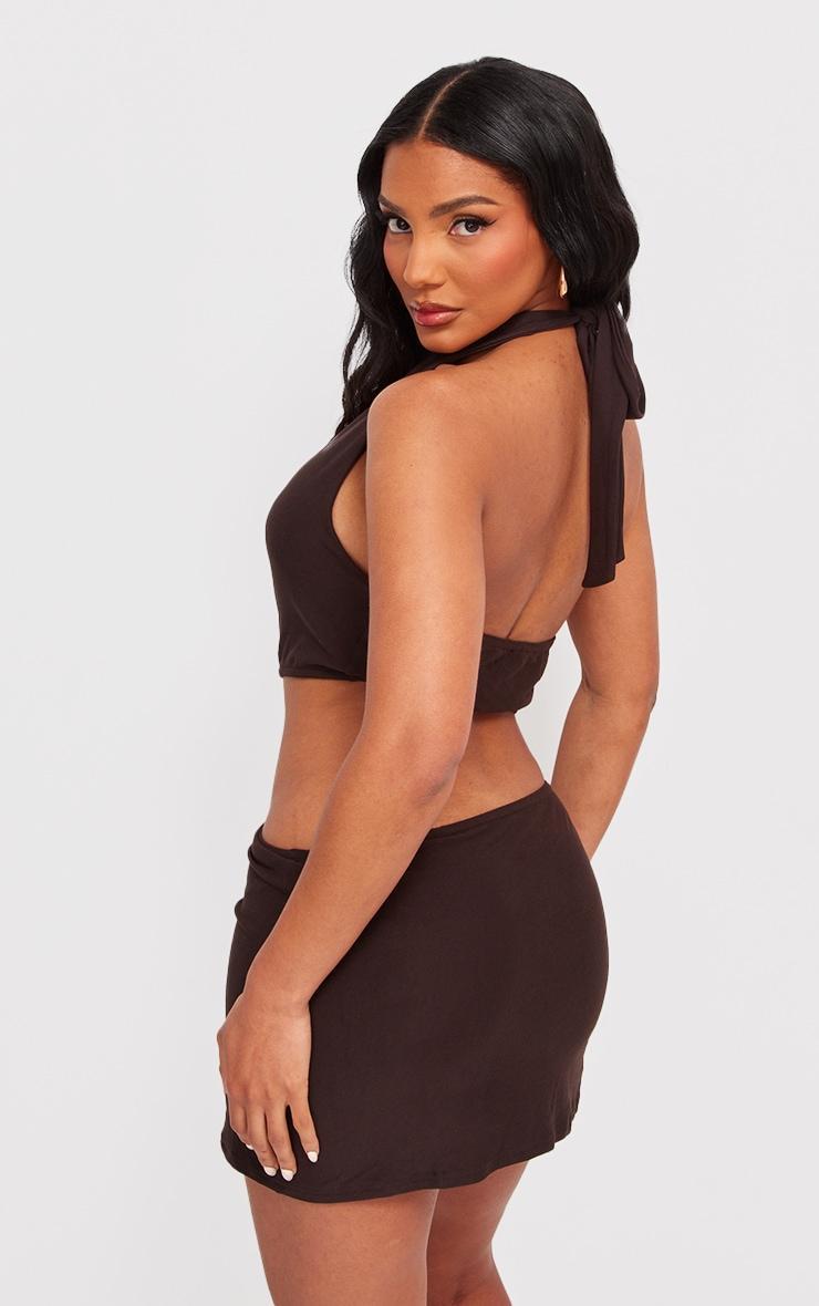 Chocolate Halter Neck Ring Detail Mini Dress Product Image