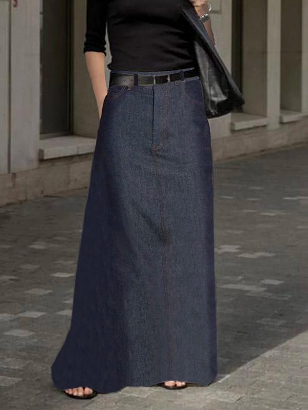 Loose No Belt Pockets Solid Color Skirts Bottoms Product Image