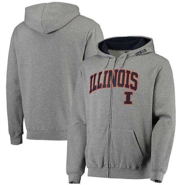 Mens Colosseum Heathered Gray Illinois Fighting Illini Arch & Logo 3.0 Full-Zip Hoodie Product Image