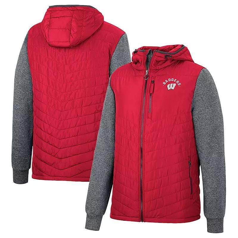 Mens Colosseum Wisconsin Badgers Course Herringbone Full-Zip Hoodie Product Image