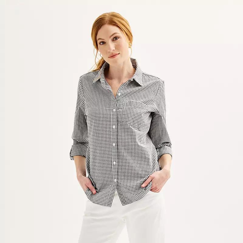 Womens Croft & Barrow Essential One Pocket Button Down Shirt Product Image