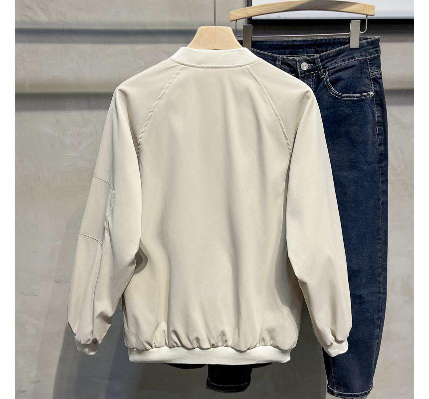 Plain Zip Bomber Jacket Product Image