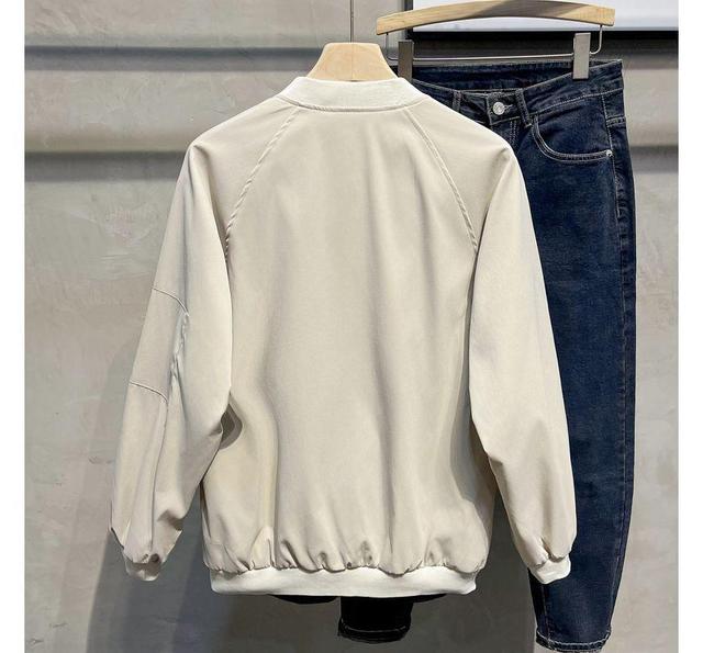 Plain Zip Bomber Jacket Product Image