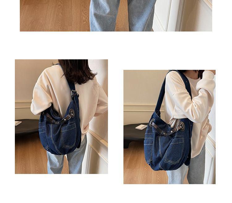 Washed Buckled Denim Crossbody Bag Product Image