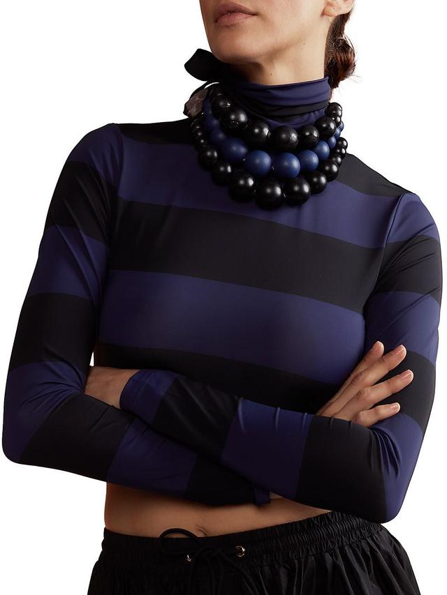 Womens Cropped Striped Turtleneck Top Product Image