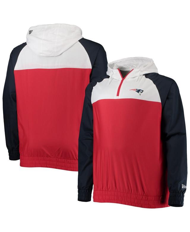 Mens New Era /Navy New England Patriots Big & Tall League Raglan Quarter-Zip Hoodie Product Image