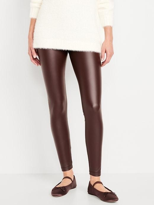 High-Waisted Faux Leather Leggings Product Image