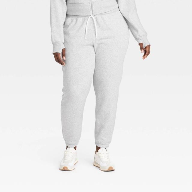 Women's Fleece High-Rise Jogger Sweatpants - All In Motion™ Heathered Gray M Product Image