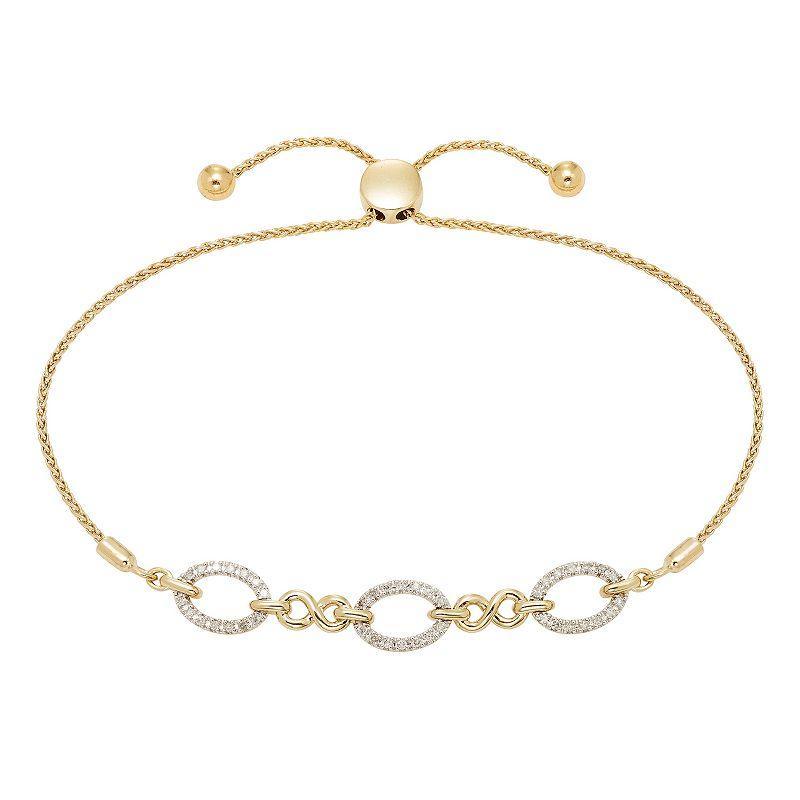 Boston Bay Diamonds 14k Gold Over Silver 1/5 Carat T.W. Diamond Link Adjustable Bracelet, Womens Gold Tone Product Image