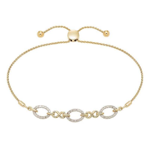 Boston Bay Diamonds 14k Gold Over Silver 1/5 Carat T.W. Diamond Link Adjustable Bracelet, Womens Gold Tone Product Image