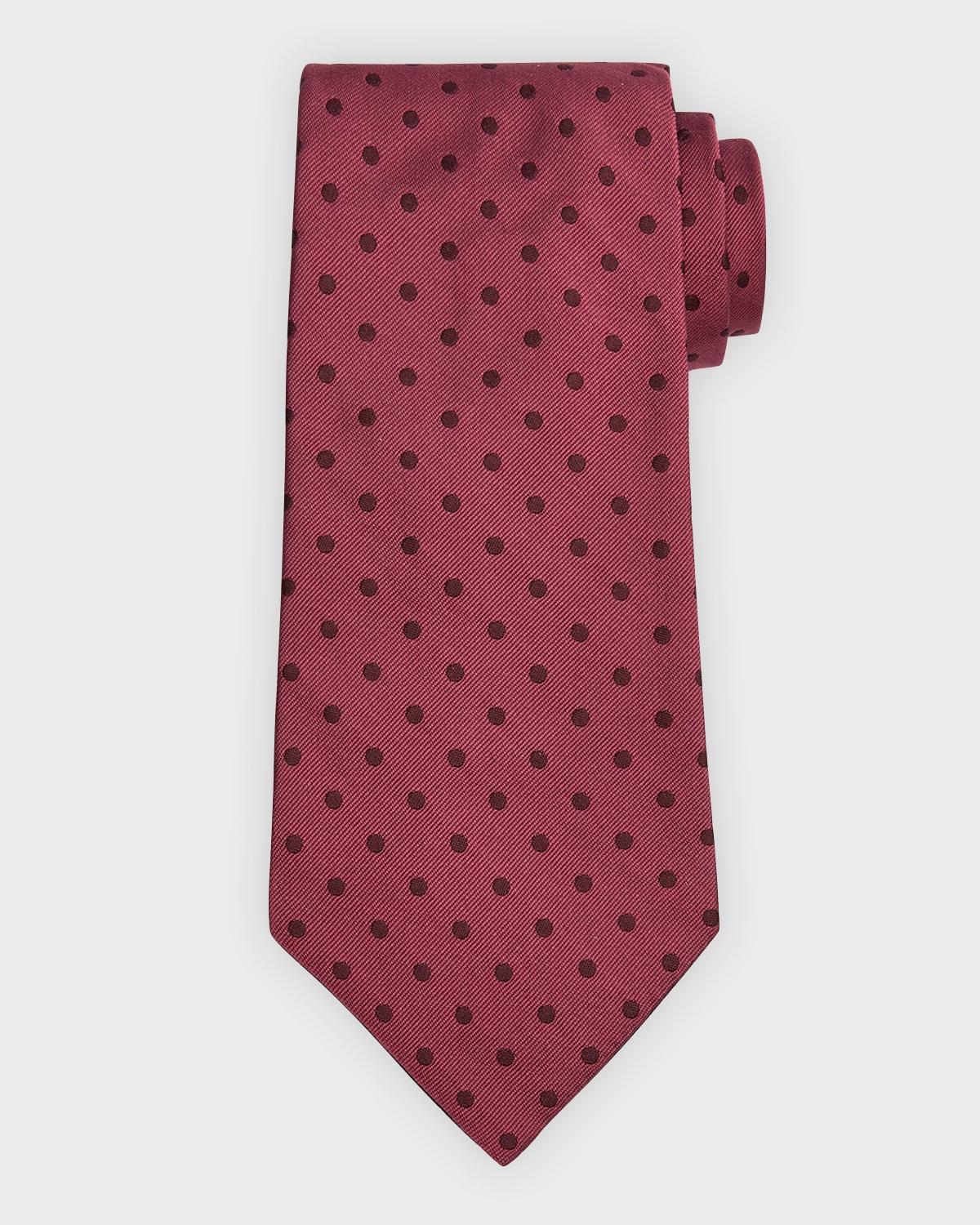 Mens Tonal Polka Dot Jacquard Silk Tie Product Image