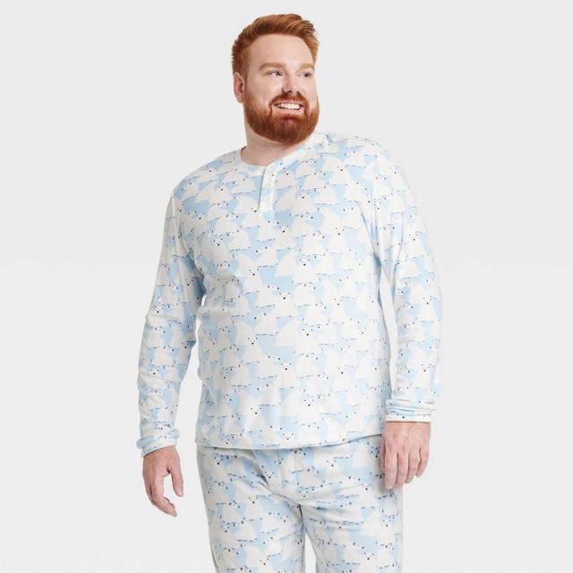 Mens Big & Tall Polar Bear Print Snuggly Soft Holiday Matching Family Pajama Shirt - Wondershop Blue XXLT Product Image