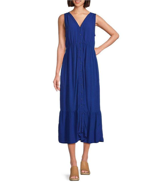 Westbound V-Neck Sleeveless Button Front Maxi Dress Product Image