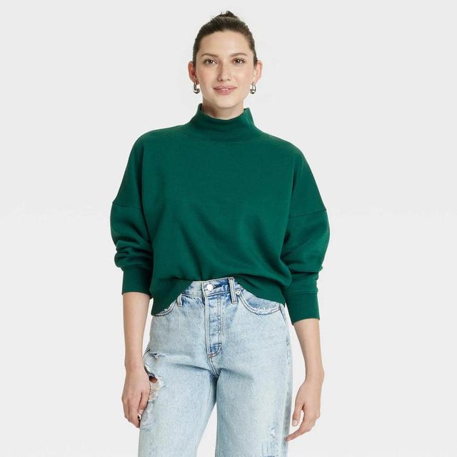 Womens Turtleneck Pullover Sweatshirt - Universal Thread Dark XL Product Image