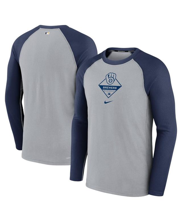 Men's Nike Gray Miami Marlins Authentic Collection Game Raglan Performance Long Sleeve T-Shirt Product Image