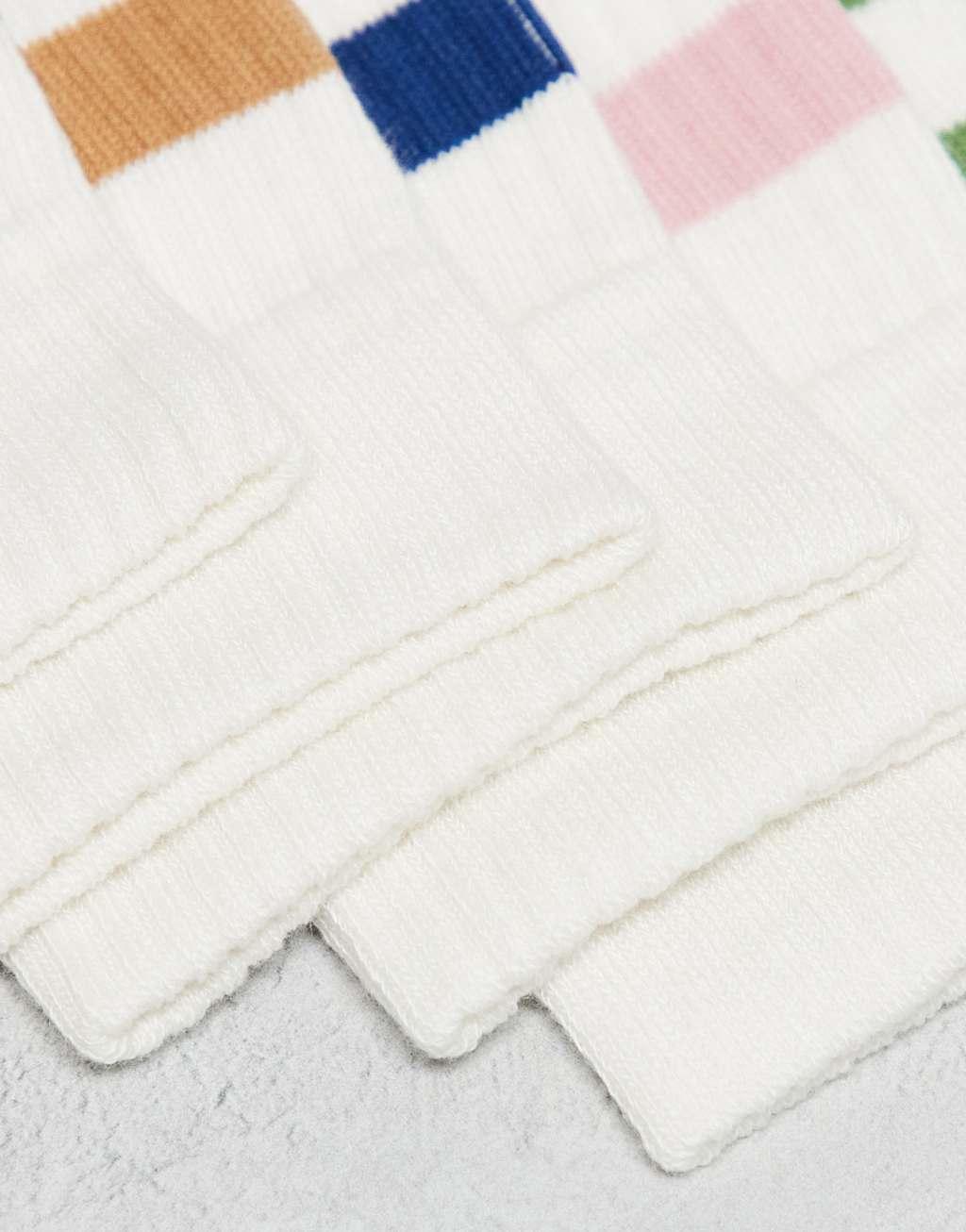 ASOS DESIGN 5 pack coloured stripe socks in ecru Product Image