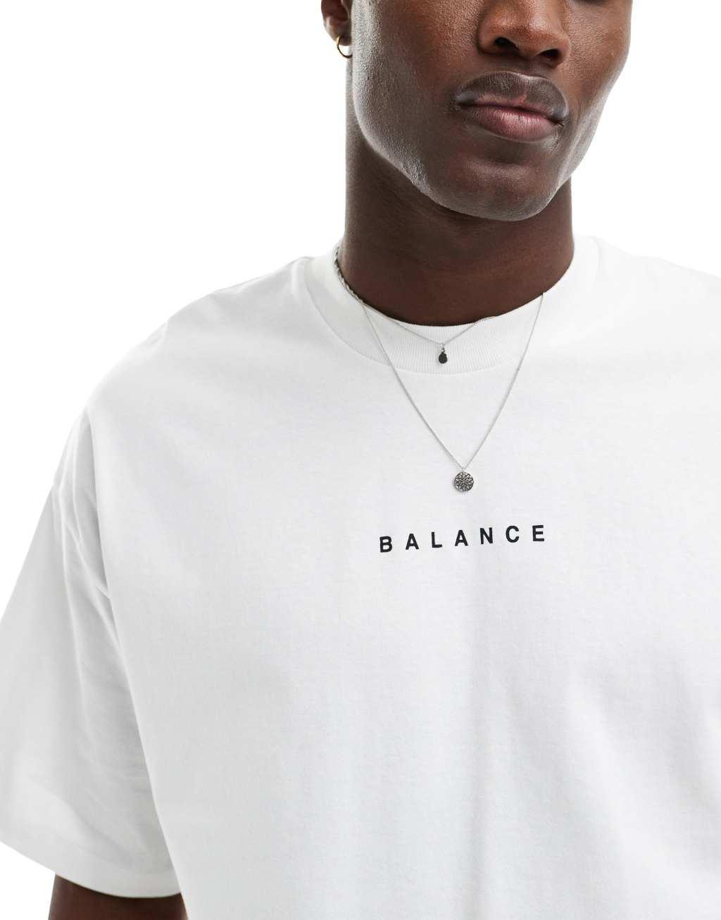 Selected Homme oversized heavy weight t-shirt with balance backprint in white Product Image